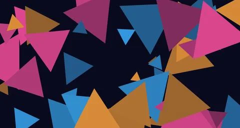 Neon-colored triangular shapes against dark backdrop Stock Illustration