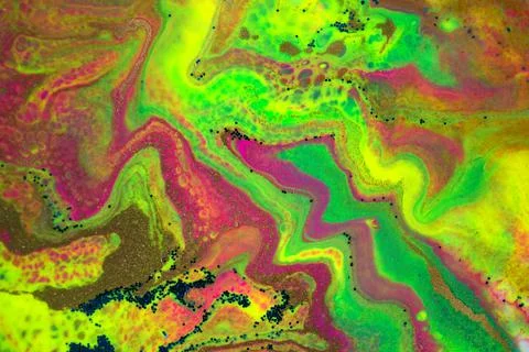 Neon colored wave marble pattern with gold, blue and green glitter. Stock Stock Illustration