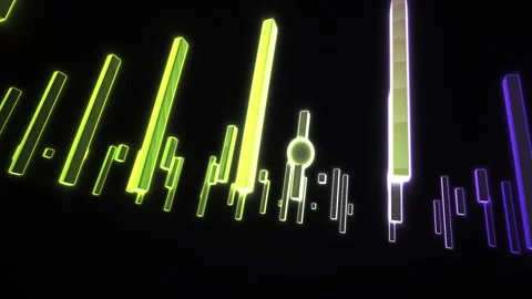 Neon Colorful Abstract Bars in Dynamic Motion for Futuristic Tech Visuals Stock Footage 343735744