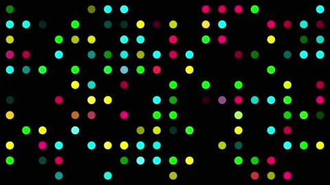 Neon Colorful circle Lights on Dark Wall, Light Show Background Video Stock Footage 171091953