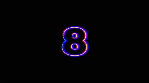 Neon colorful countdown animation from 10 to 1, on a black background Stock Footage 172168208