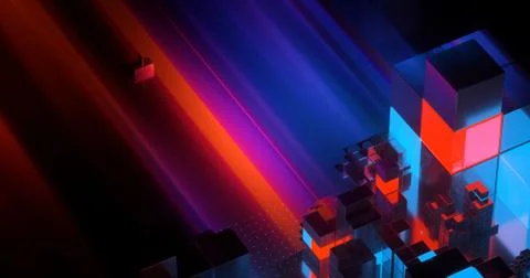 Neon colorful cubes Stock Illustration