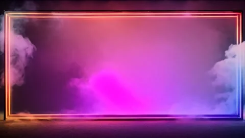 Neon colorful glowing horizontal rectangular frame with slowly moving dry i.. Stock Footage 273954509