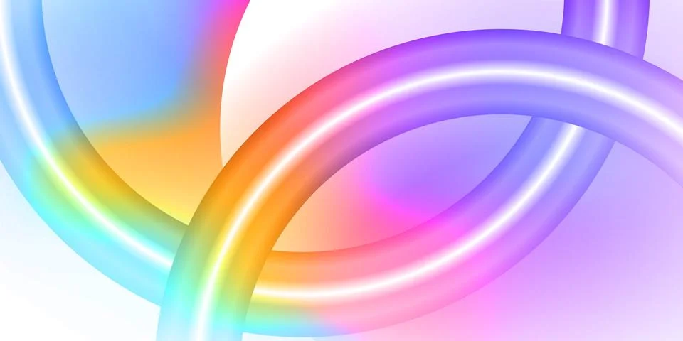 Neon Colorful Glowing Loop Ring Abstract Background on Dark Backdrop Stock Illustration