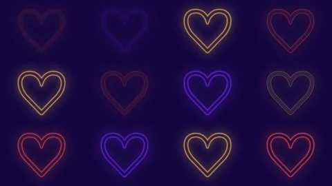 Neon colorful hearts pattern Vídeo Stock 199112931