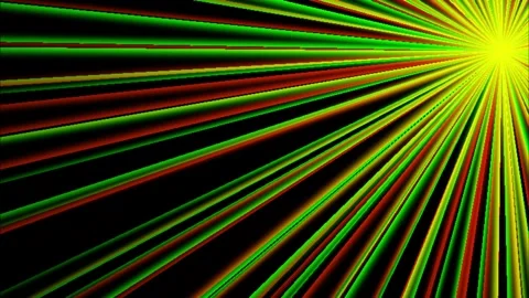 Neon Colorful Light Rays Radiating on Black Background in 3D Animation Stock Footage 339200927