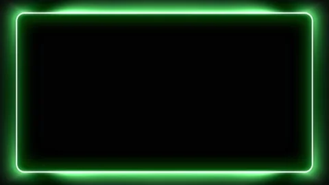 Neon colorful rectangular frame with shining effects on black background Stockbeeldmateriaal 196040276