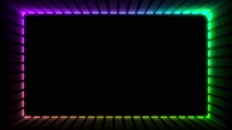 Neon colorful rectangular frame with shining effects on black background Stock Footage 196136786