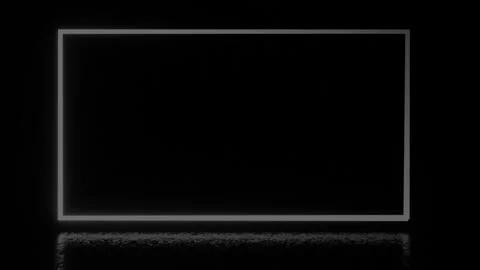 Neon colorful rectangular frame with shining effects on black background with Stockbeeldmateriaal 251800533