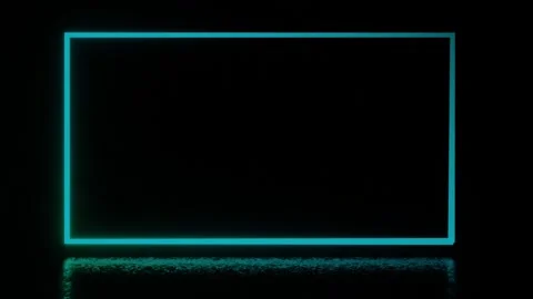Neon colorful rectangular frame with shining effects on black background with Vídeos de archivo 253868137