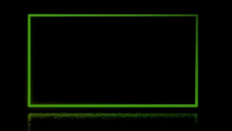 Neon colorful rectangular frame with shining effects on black background with Stockbeeldmateriaal 255761097