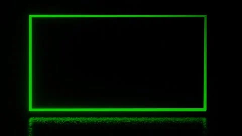 Neon colorful rectangular frame with shining effects on black background with Stockbeeldmateriaal 256239709
