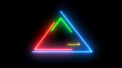 Neon colorful triangle HUD object. Swirling lines and shape of triangle Stock Footage 113863174