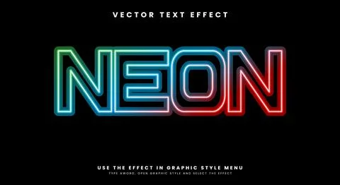Neon coloring glow light editable text effect 스톡 일러스트