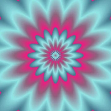 Neon colors explosion.  Digital abstract image with a psychedelic flower desi Illustration