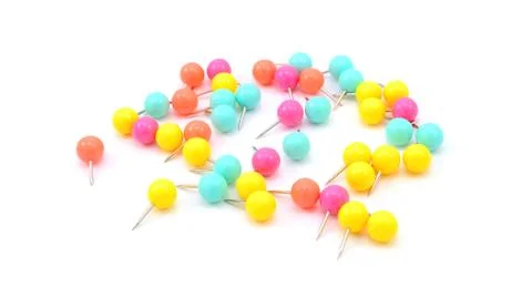 Neon coloured push pins Stock Photos
