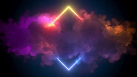 Neon colourful square and cloud Vídeo Stock 240213466