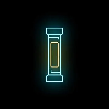 Neon column icon glowing blue and yellow on black Stock-Illustration