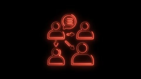 Neon communication flowchart on black background illustrating information s.. Stock Footage 312316226