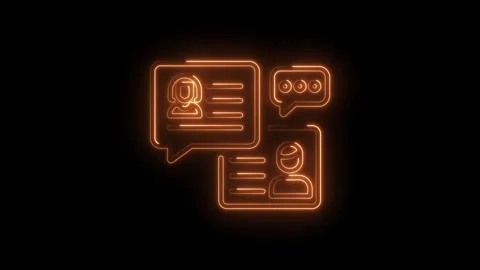 Neon communication icon animation of speech bubbles and profile information.. Stock Footage 345984290