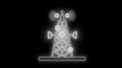 Neon Communication Tower Animation, Wireless Network Signal Tower with Neon.. Vidéo 315000885