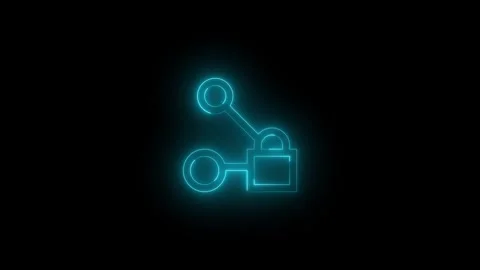 Neon companion device framework icon glowing black background animation Video stock 289470745