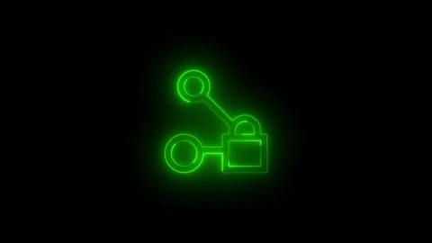 Neon companion device framework icon glowing black background animation Video stock 289470753