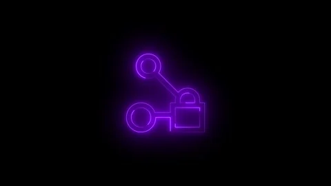 Neon companion device framework icon glowing black background animation Video stock 289470765