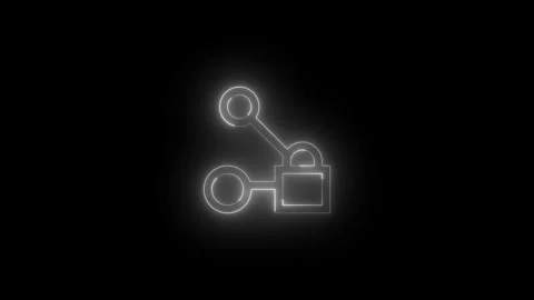 Neon companion device framework icon glowing black background animation Video stock 289470776