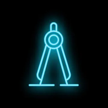 Neon compass showing drafting tool for architects and engineers Stock Illustration