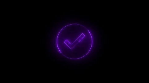 Neon completed solid icon glowing black background animation Stock Footage 289470820
