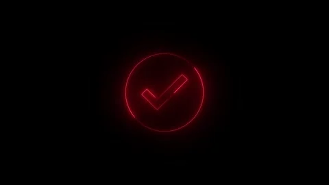 Neon completed solid icon glowing black background animation Stock Footage 289470834