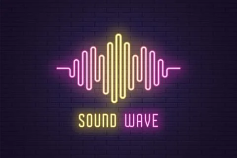 Neon composition of Digital sound wave. Vector Stock Illustration