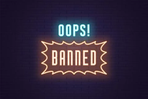 Neon composition of headline Oops Banned. Text Stock Illustration