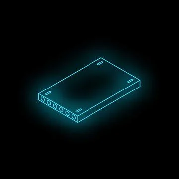 Neon computer chip glowing on dark background Stockillustratie