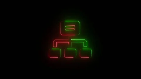 Neon Computer Cluster Icon animation red and green Stock Footage 331980095