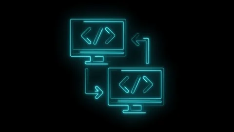 Neon computer code data transfer concept on black background for software d.. Stock Footage 309910210