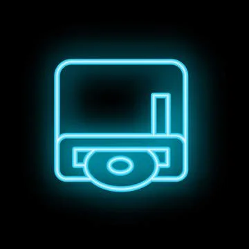 Neon computer diskette inserting into floppy disk drive icon Illustrazione stock