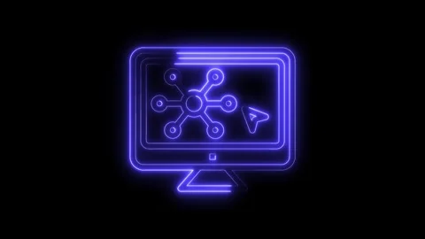 Neon computer display with molecule and cursor for science and technology Stock Footage 322971093