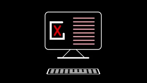Neon Computer Error Alert Vector with Red Warning Symbol Stock Footage 311273620