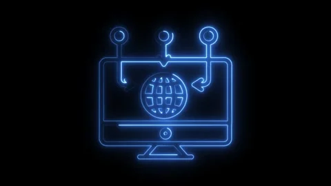Neon computer with global web being hacked illustration concept of cyber se.. Stock Footage 314650957