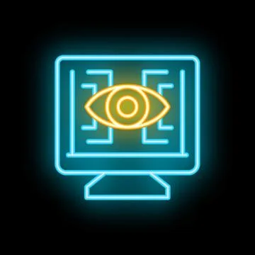 Neon computer icon representing computer vision technology Stock-Illustration