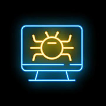 Neon computer icon showing malware virus bug イラスト素材