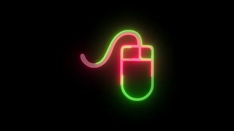 Neon computer mouse icon green red color animation black background Stock Footage 265398280