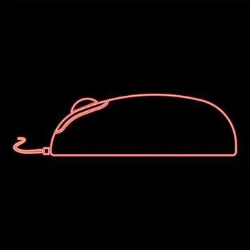Neon computer mouse red color vector illustration flat style image Illustrazione stock