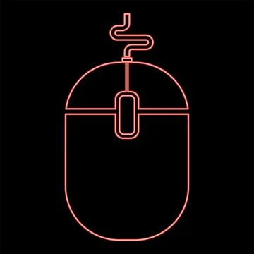Neon computer mouse red color vector illustration image flat style Stock Illustration