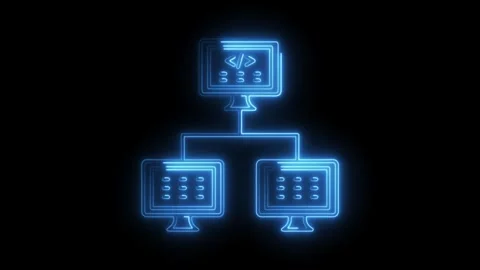 Neon computer network diagram animation on black background explaining code.. Stock Footage 308903233
