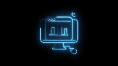 Neon computer screen with bar graph displaying business growth and statisti.. 스톡 동영상 330780182