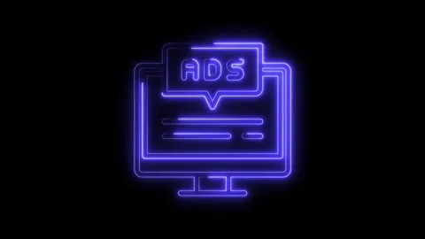 Neon computer screen displaying ads graphic glowing digital advertising concept 動画素材 322965978