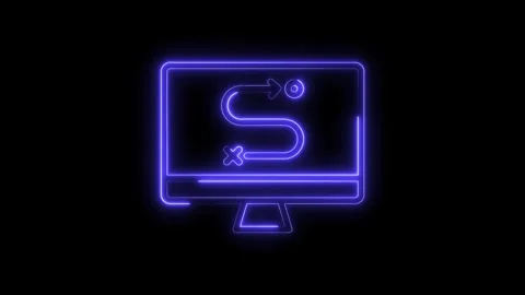 Neon computer screen displaying business strategy path development and dire.. Stock Footage 316842859